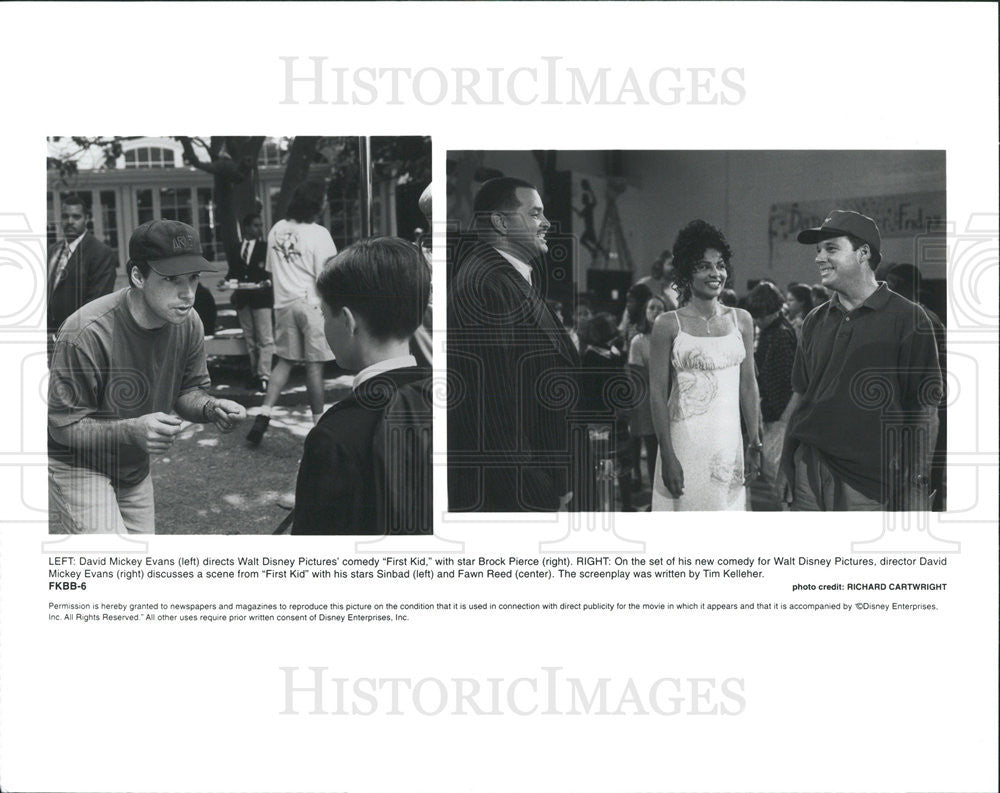 Press Photo David Mickey Evans, First Kid Stars Brock Pierce, Sinbad & Fawn Reed - Historic Images