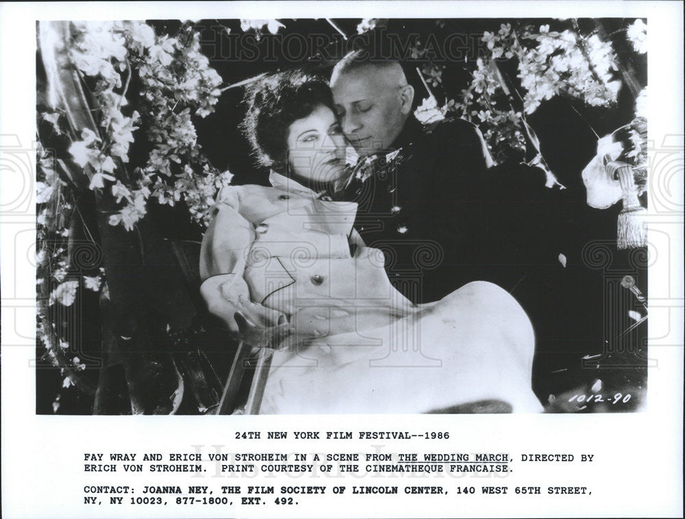 1986 Press Photo Fay Wray Erich Von Stroheim The Wedding March - Historic Images