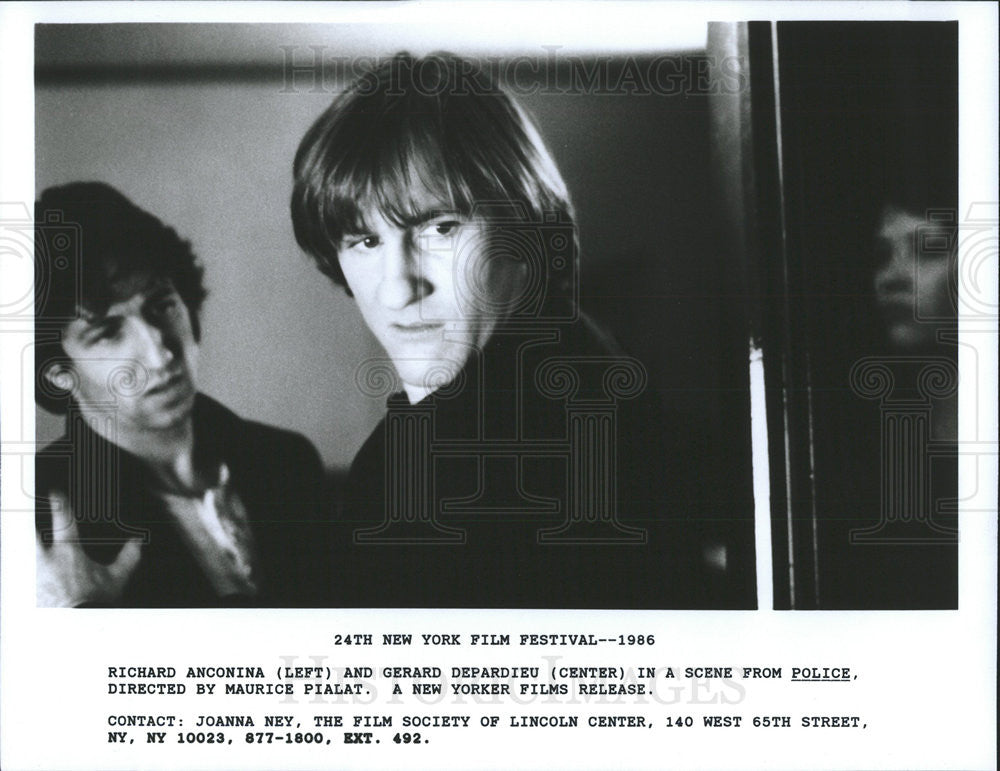 1986 Press Photo Richard Anconina Gerard Depardieu Police - Historic Images