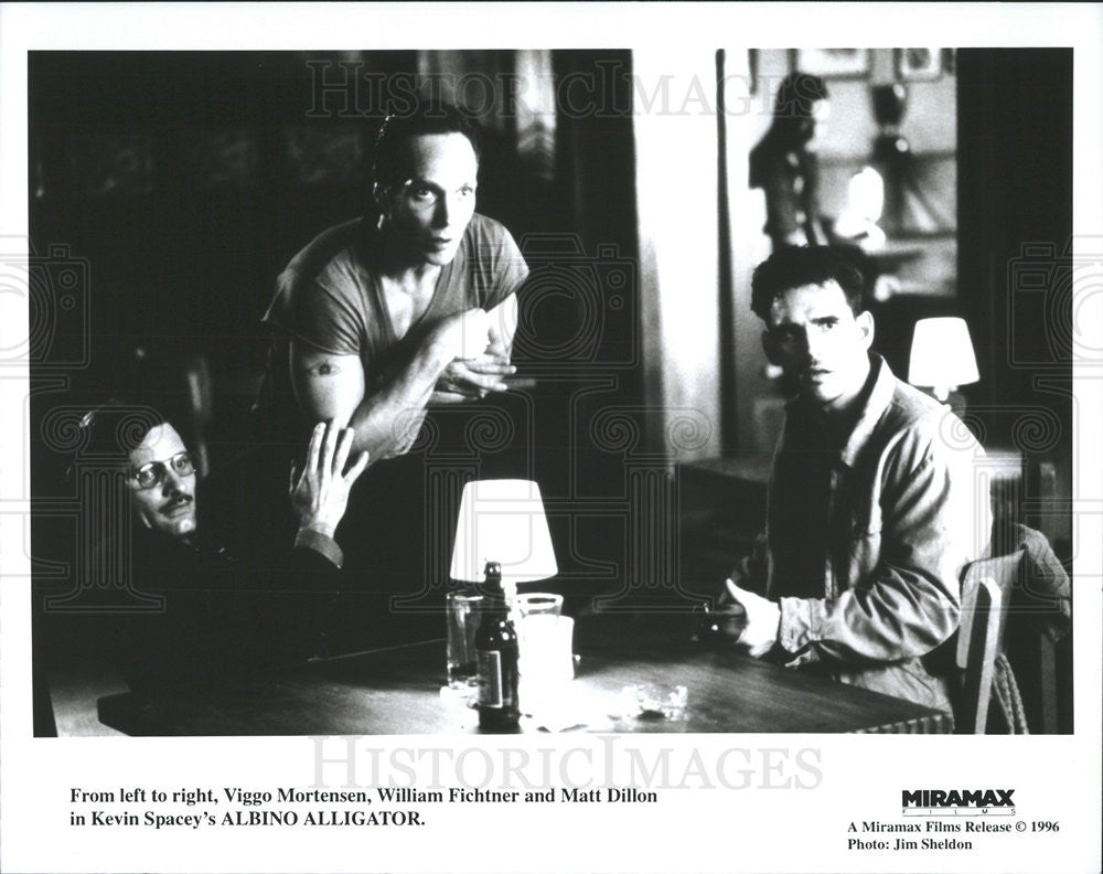 1996 Press Photo Viggo Mortensen William Fichtner Matt Dillon Albino Alligator - Historic Images