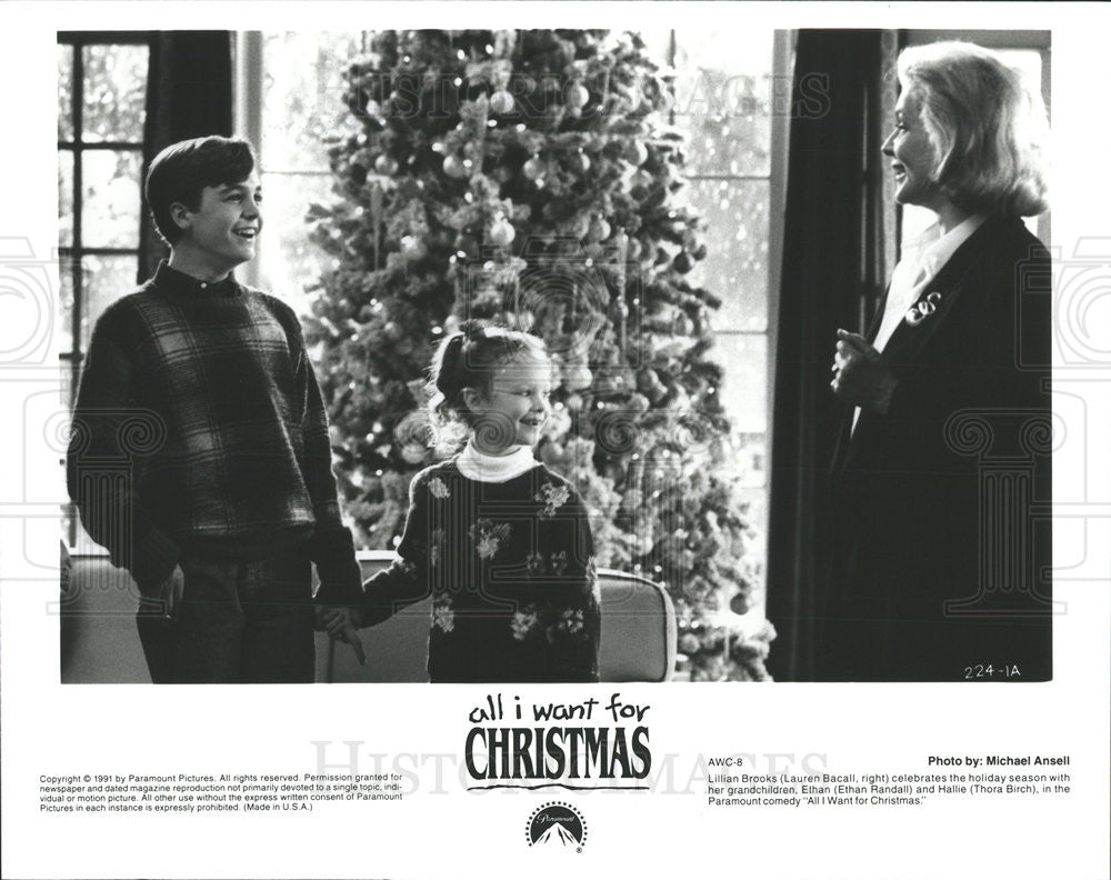 1991 Press Photo Ethan Randall, Thora Birch In &quot;All I Want For Christmas&quot; - Historic Images