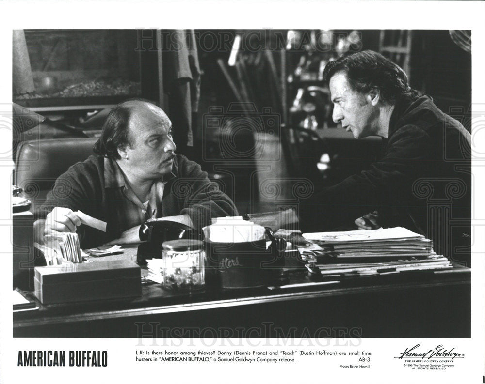 1996 Press Photo Dennis Franz &amp; Dustin Hoffman Star In American Buffalo - Historic Images