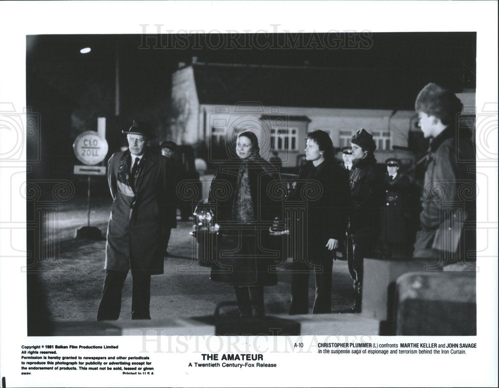 1981 Press Photo Christopher Plummer Marthe Keller John Savage Star The Amateur - Historic Images