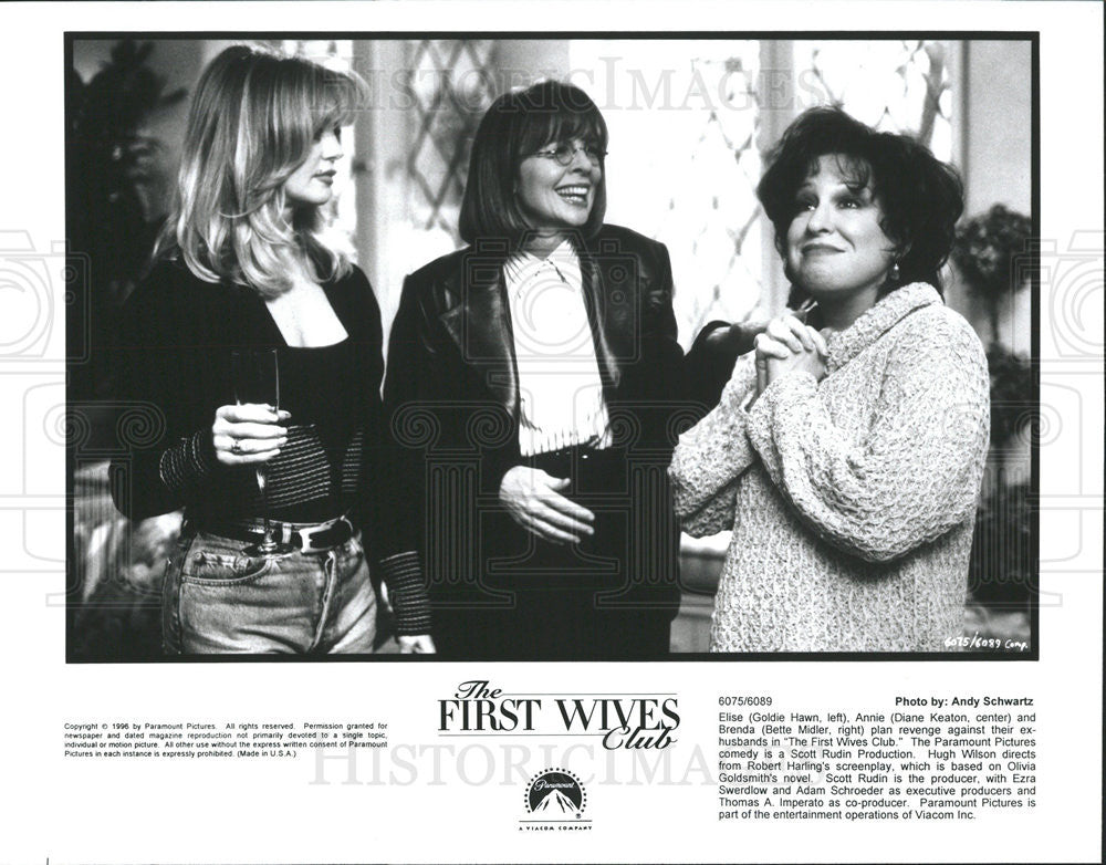 1996 Press Photo Goldie Hawn Diane Keaton Bette Midler In The First Wives Club - Historic Images