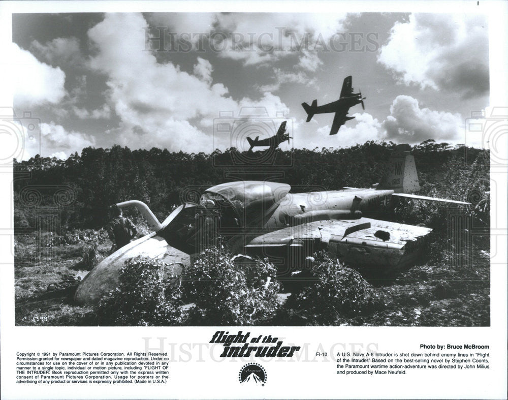 1991 Press Photo Plane Is Shot Down In Scene From Flight Of the Intruder - Historic Images