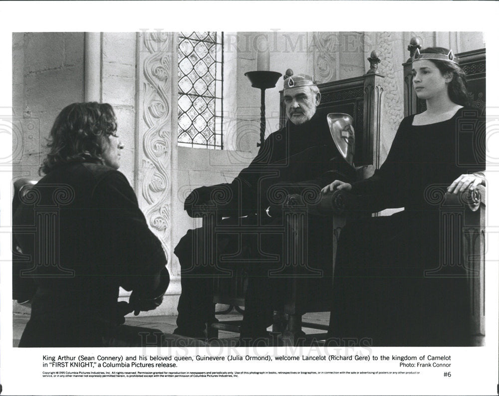 1995 Press Photo Sean Connery, Julia Ormond & Richard Gere Star In First Knight - Historic Images