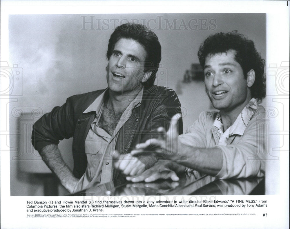 1986 Press Photo Ted Dandon &amp; Howie Mandel Appear In A Fine Mess - Historic Images