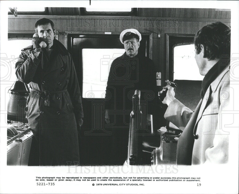 1979 Press Photo Anthony Perkins, Jack Watson, Michael Parks star in &quot;Ffolkes&quot; - Historic Images