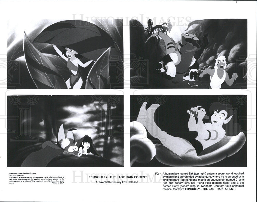 1992 Press Photo Animation &quot;Ferngully The Last Rain Forest&quot; - Historic Images