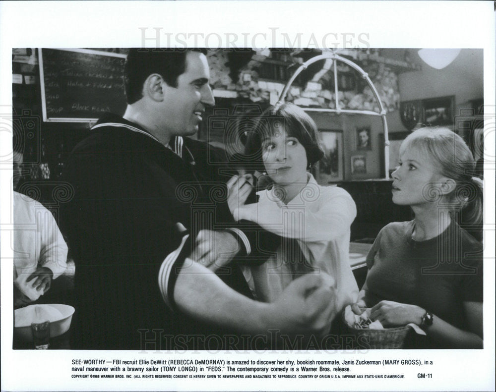 1988 Press Photo Mary Gross, Tony Longo and Rebecca DeMornay star in &quot;Feds&quot; - Historic Images