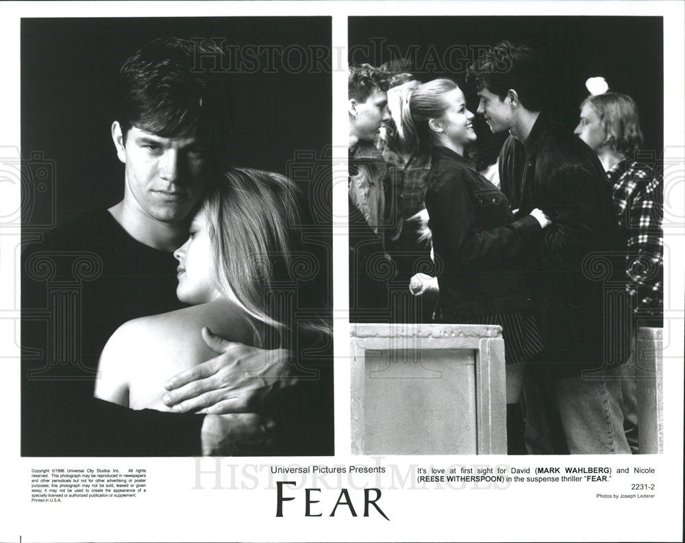 1996 Press Photo Mark Wahlberg Actor Reese Witherspoon Actress Thriller Fear - Historic Images