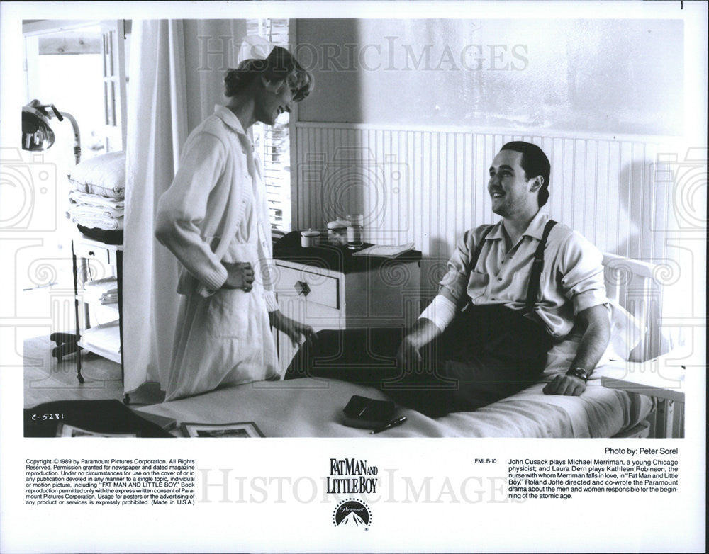 1989 Press Photo Fat Man And Little Boy Film Actor John Cusack Hospital Bed - Historic Images