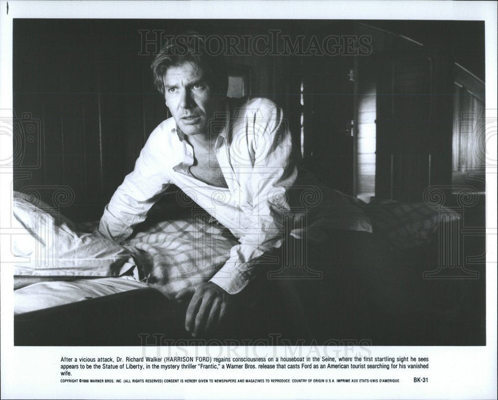 1988 Press Photo Harrison Ford Actor Mystery Thriller Frantic Scene Movie - Historic Images