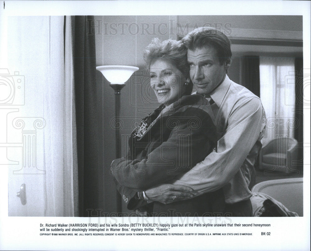 1988 Press Photo Harrison Ford Actor Betty Buckley Actress Frantic Mystery Film - Historic Images