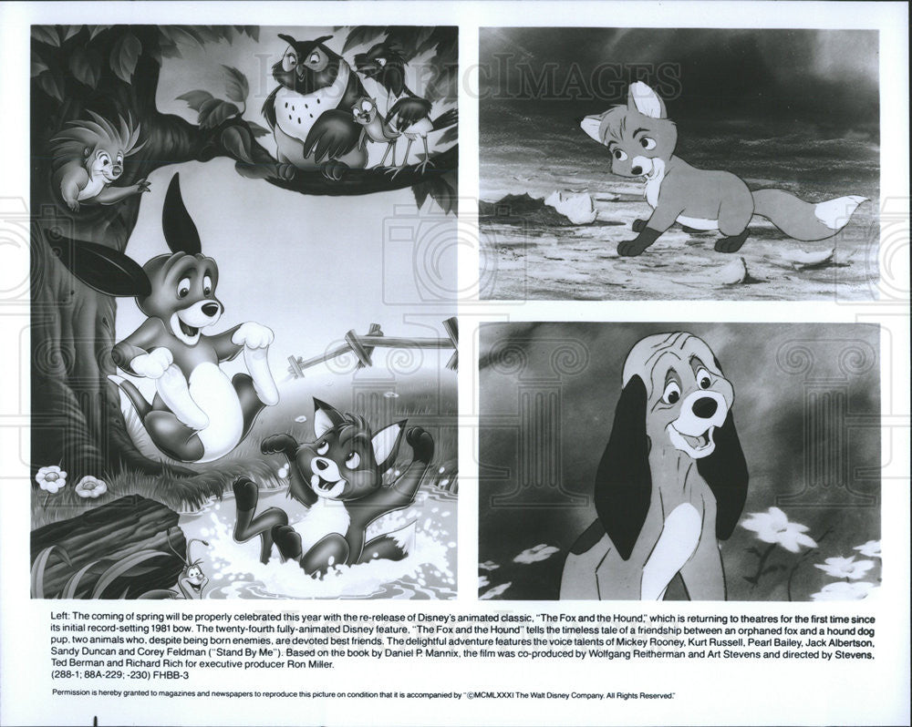 1981 Press Photo Disney Animation &quot;The Fox And The Hound&quot; - Historic Images