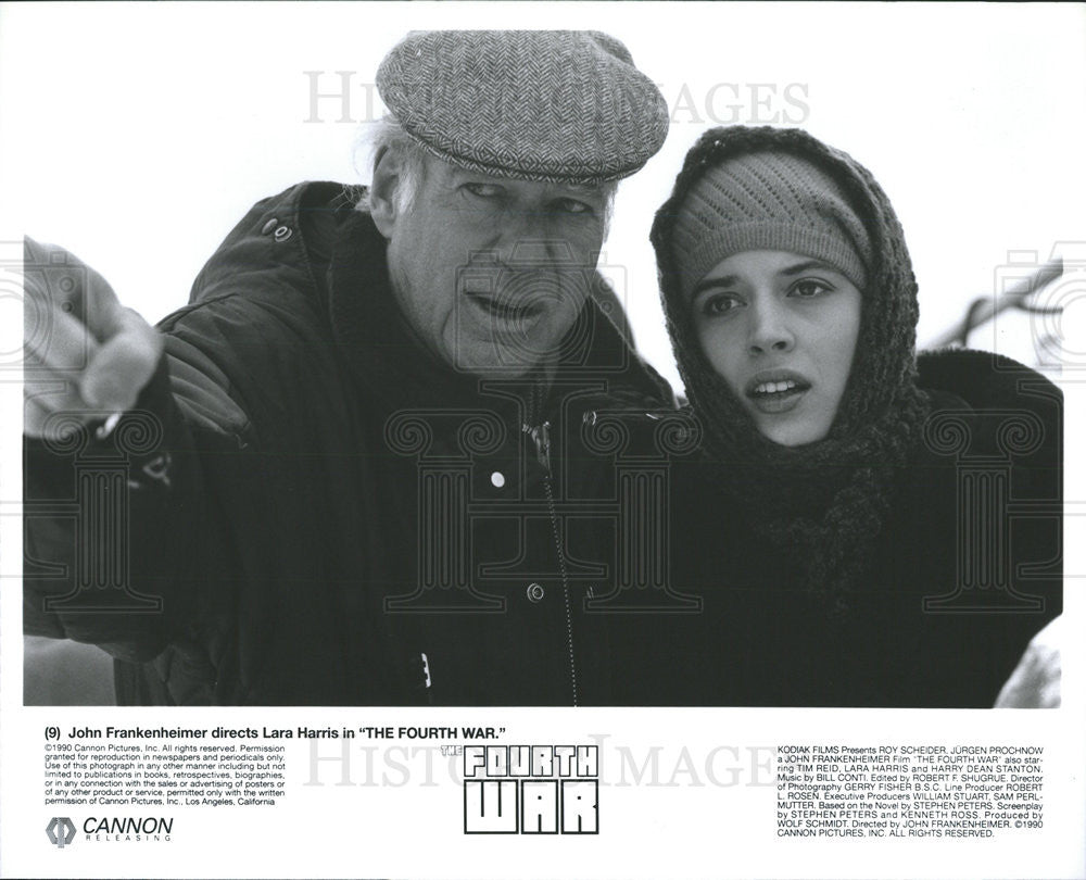 1990 Press Photo John Frankenheimer Directs Lara Harris in &quot;The Fourth War&quot; - Historic Images