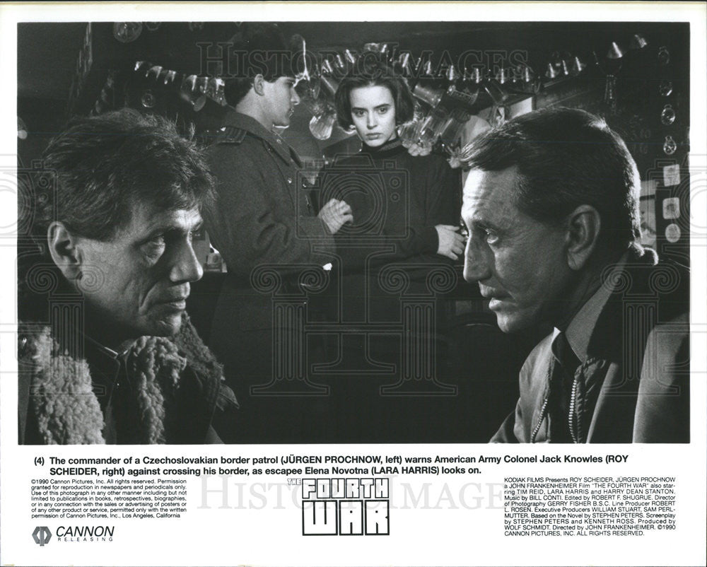 1990 Press Photo Jurgen Prochnow, Roy Scheider, Lara Harris in &quot;The Fourth War&quot; - Historic Images