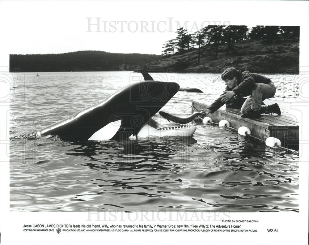 1995 Press Photo Jason James Richter in &quot;Free Willy 2&quot; - Historic Images