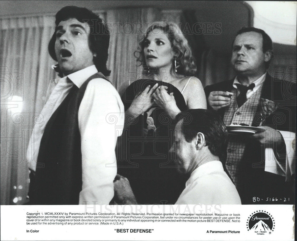 1984 Press Photo Dudley Moore Actor Helen Shaver George Dzundza Best Defense - Historic Images