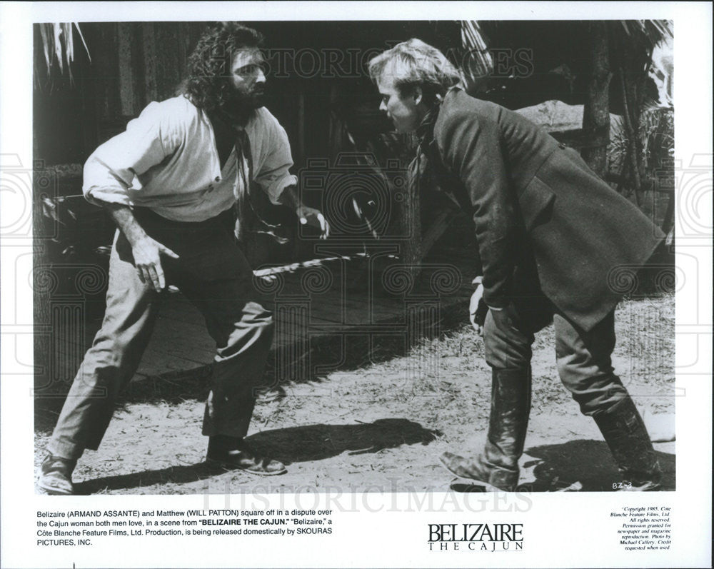 1986 Press Photo Belizaire The Cajun Film Armand Assante Will Patton Fight Scene - Historic Images