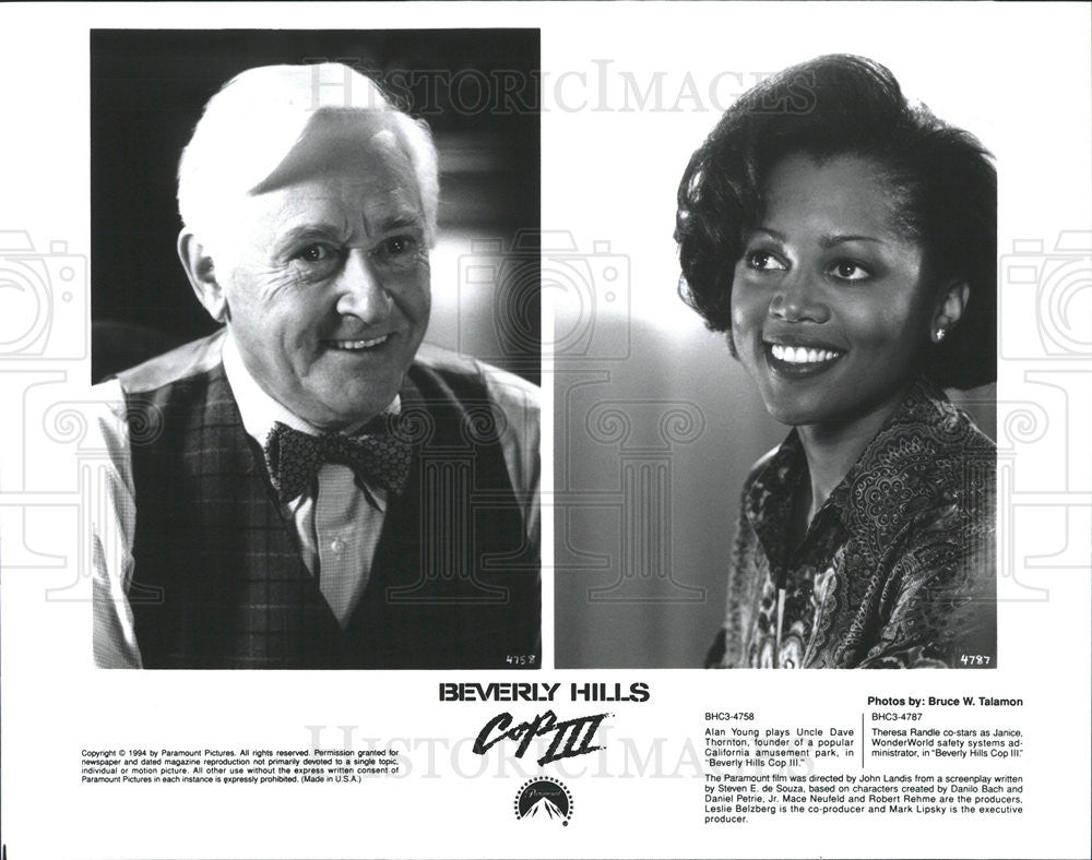 1994 Press Photo Alan Young Actor Theresa Randle Actress Beverly Hills Cop III - Historic Images