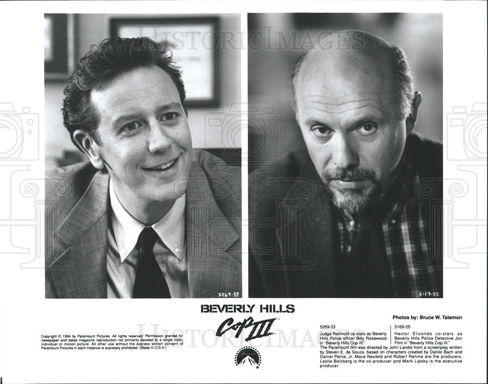 1994 Press Photo Judge Reinhold Actor Hector Elizondo Beverly Hills Cop III Film - Historic Images