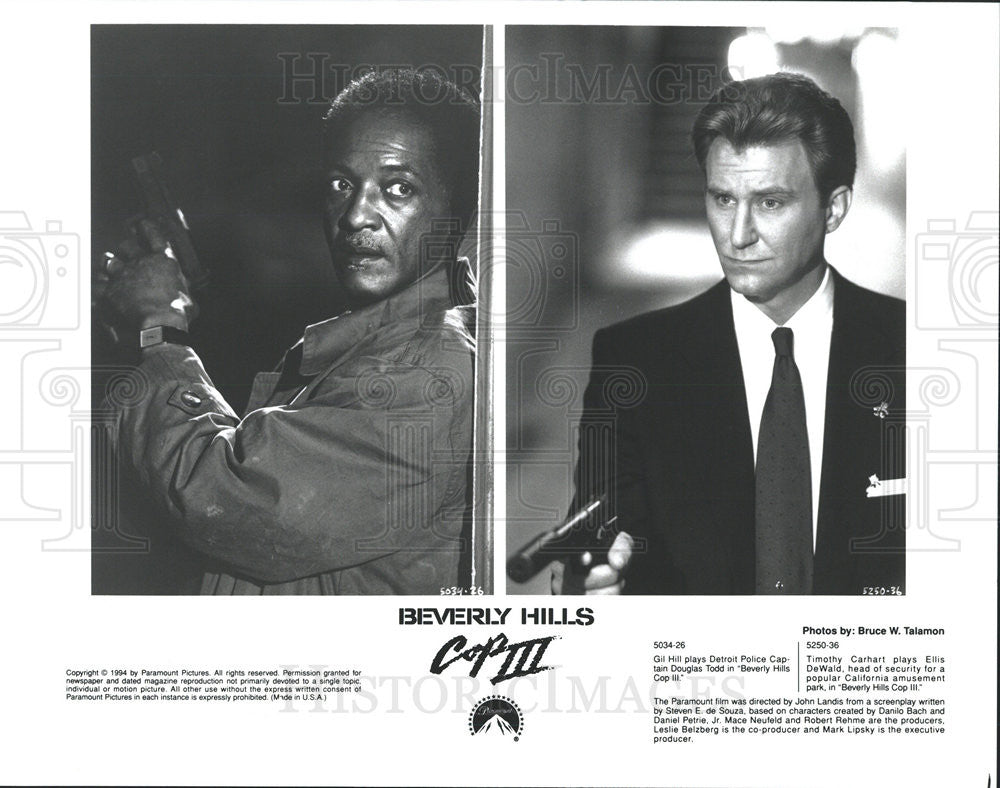 1994 Press Photo Gil Hill Actor Timothy Carhart Beverly Hills Cop III Action Fil - Historic Images