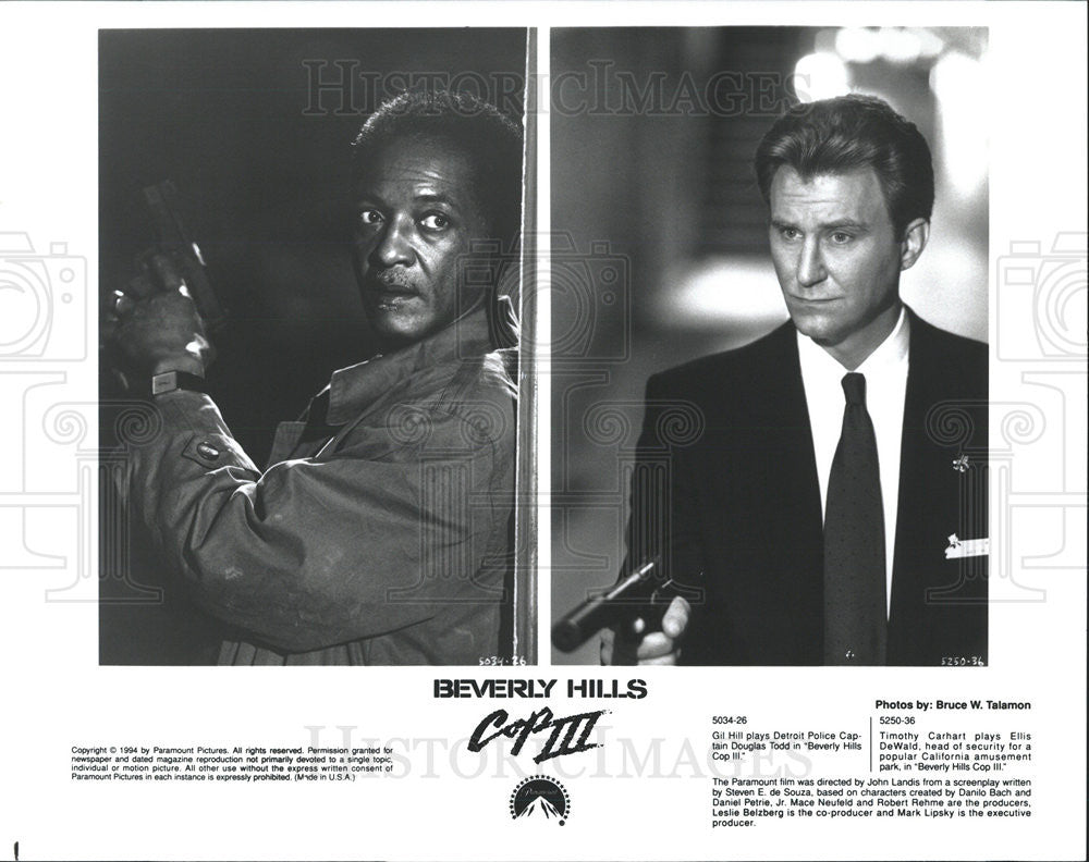 1994 Press Photo Gil Hill Actor Timothy Carhart Beverly Hills Cop III Movie - Historic Images