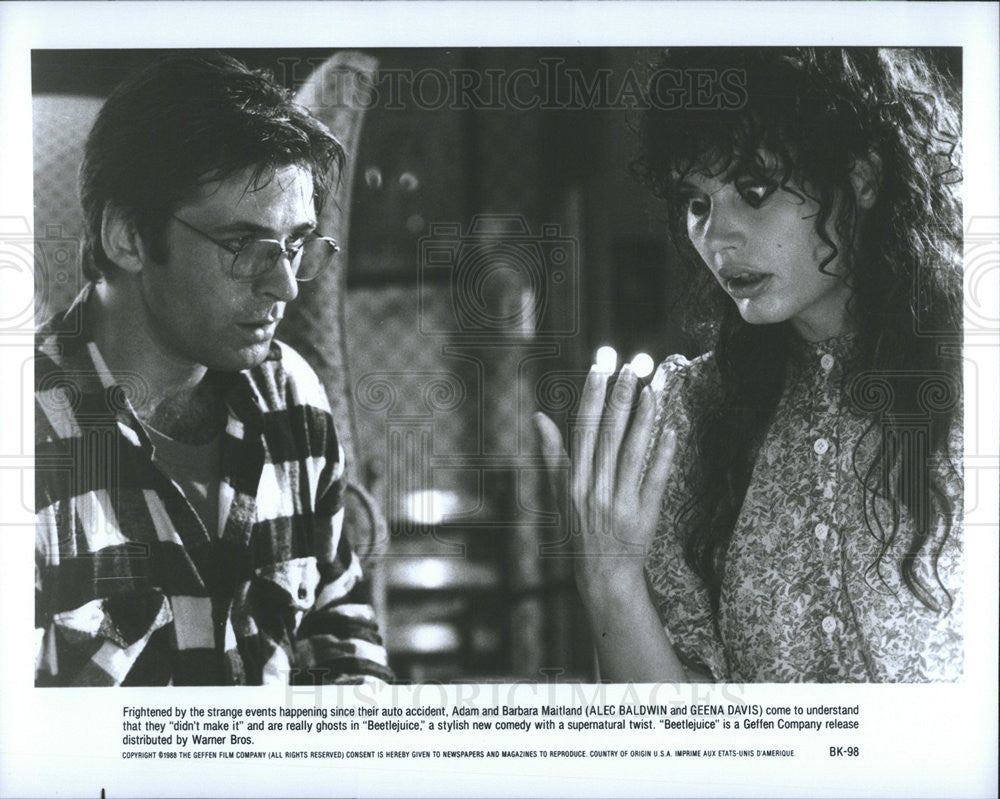 1988 Press Photo Geena Davis Actress Alec Baldwin Comedy Movie Beetlejuice Film - Historic Images