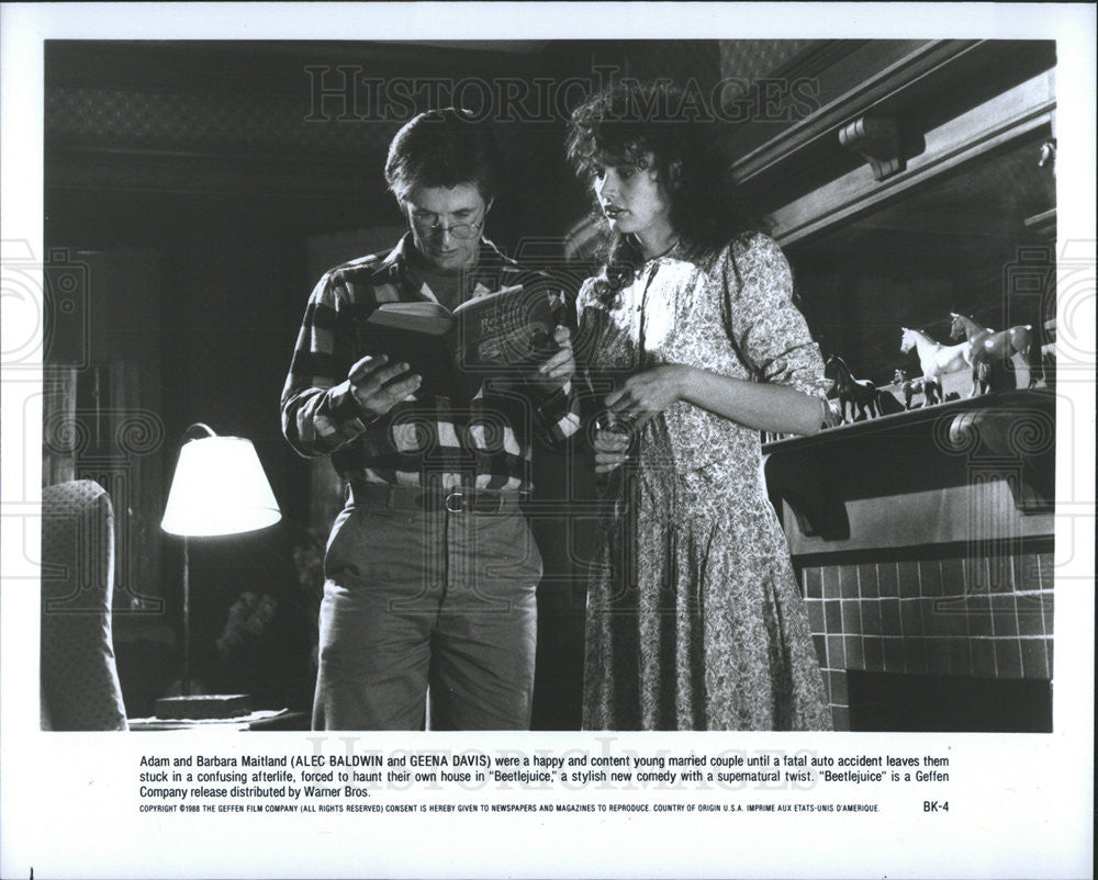 1988 Press Photo Alec Baldwin Actor Geena Davis Actress Beetlejuice Comedy Film - Historic Images