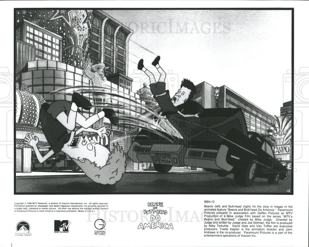 1996 Press Photo Beavis And Butt-Head Do America Animated Film Trunk Escape - Historic Images