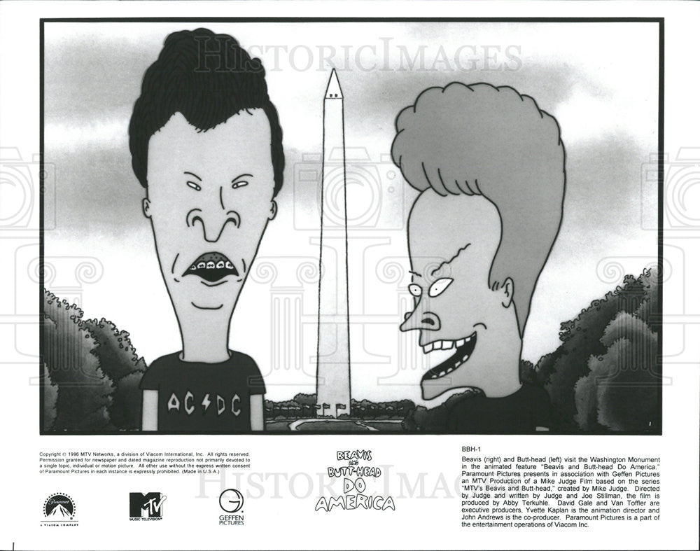 1996 Press Photo Beavis And Butt-Head Do America Film Washington Monument - Historic Images