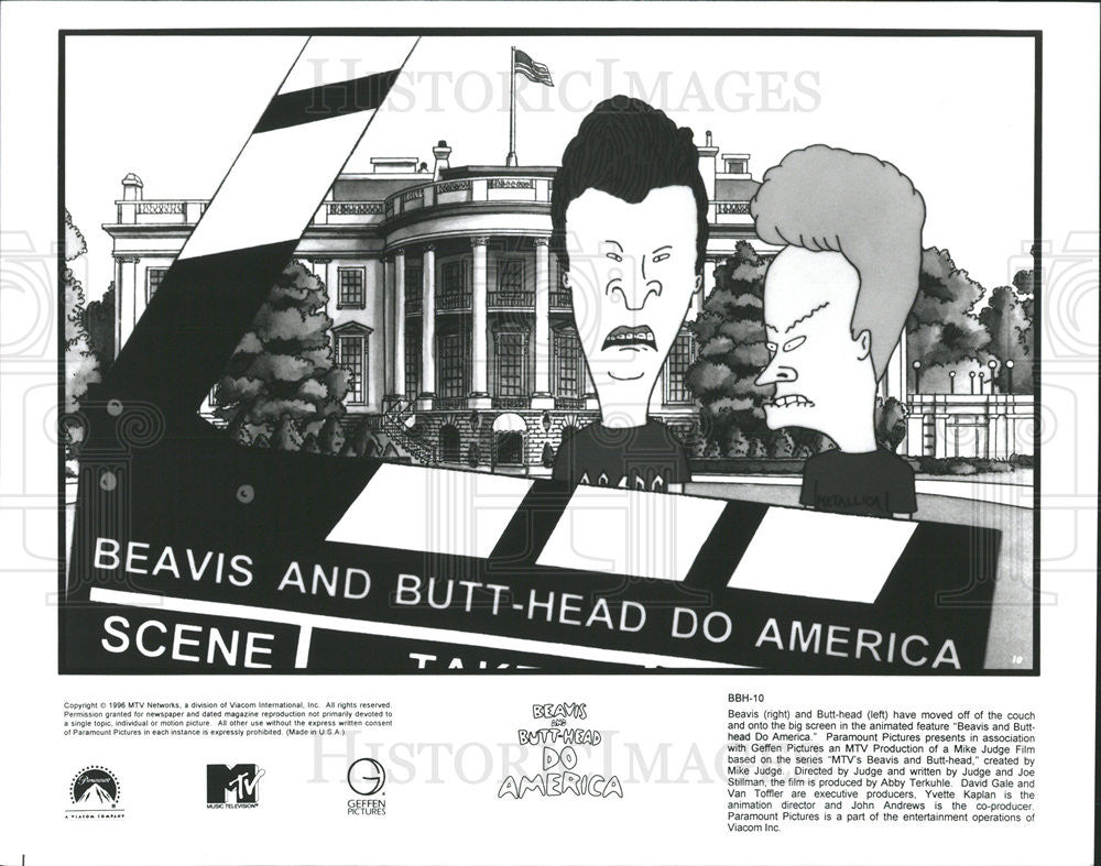 1996 Press Photo Beavis And Butt-Head Do America Film White House Filming Scene - Historic Images