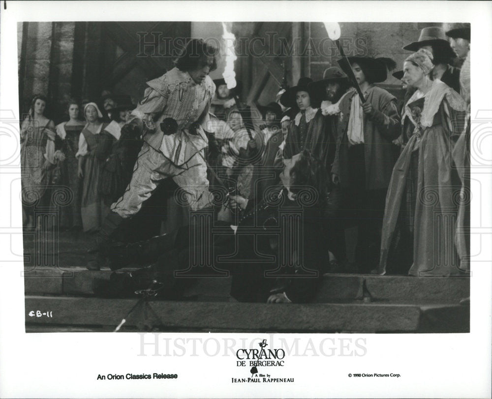 1990 Press Photo Gerard Depardieu Actor Philippe Volter Cyrano De Bergerac Film - Historic Images