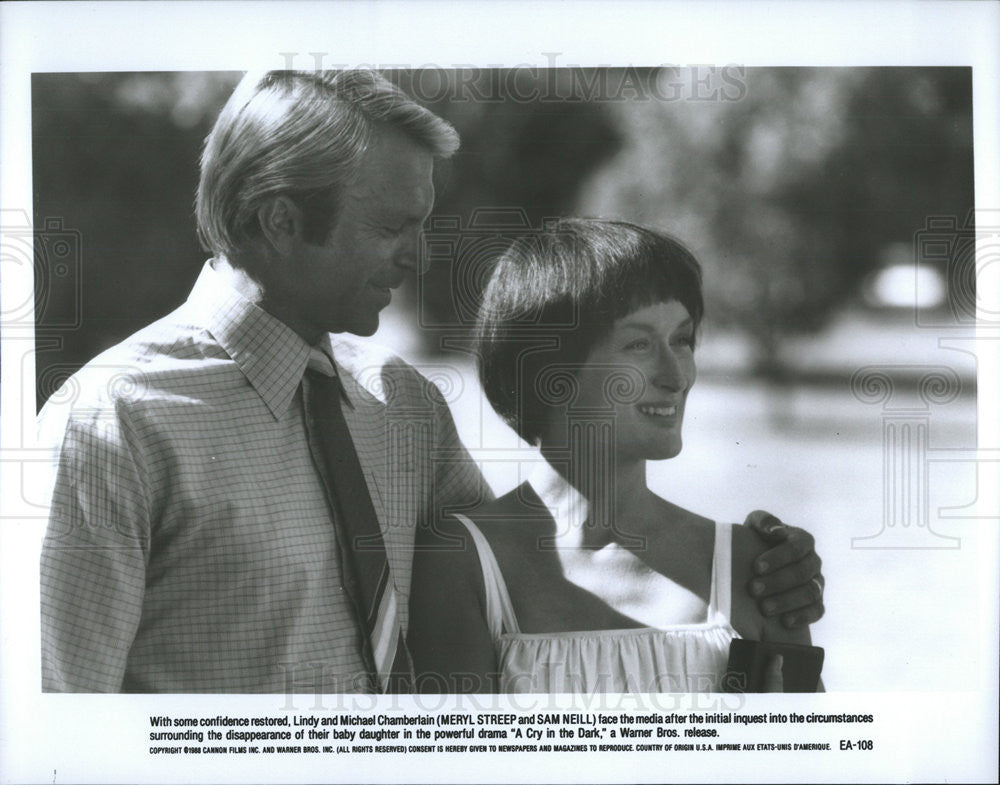 1988 Press Photo Meryl Streep Actress Sam Neill Actor Cry In Dark Drama Movie - Historic Images