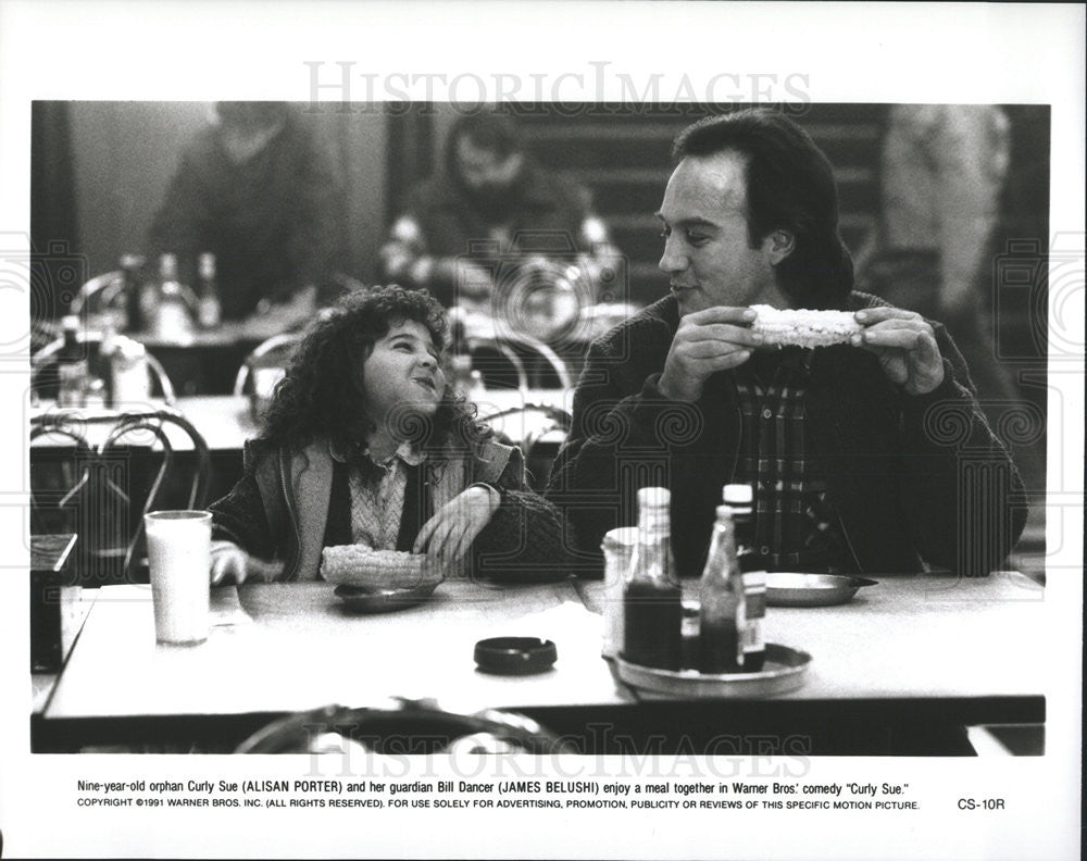 1991 Press Photo Alisan Porter Actress James Belushi Actor Comedy Curly Sue Film - Historic Images