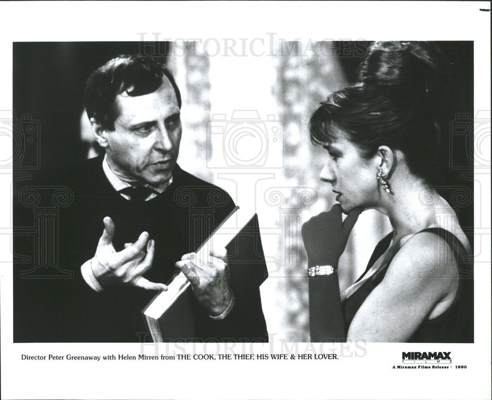 1990 Press Photo Director Peter Greenaway, Actress Helen Mirren - Historic Images