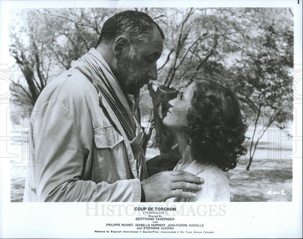 Press Photo Philippe Noiret &amp; Isabelle Huppert Star In &quot;Coup De Torchon&quot; - Historic Images