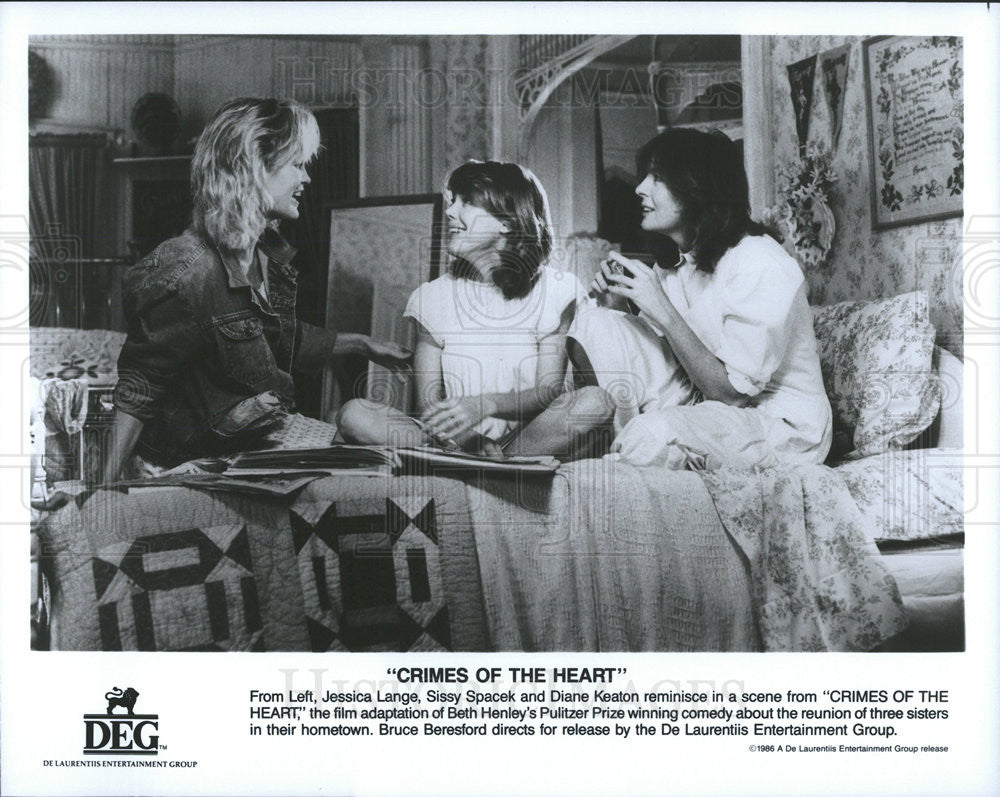 1986 Press Photo Crimes of the Heart Jessica Lange Sissy Spacek Diane Keaton - Historic Images