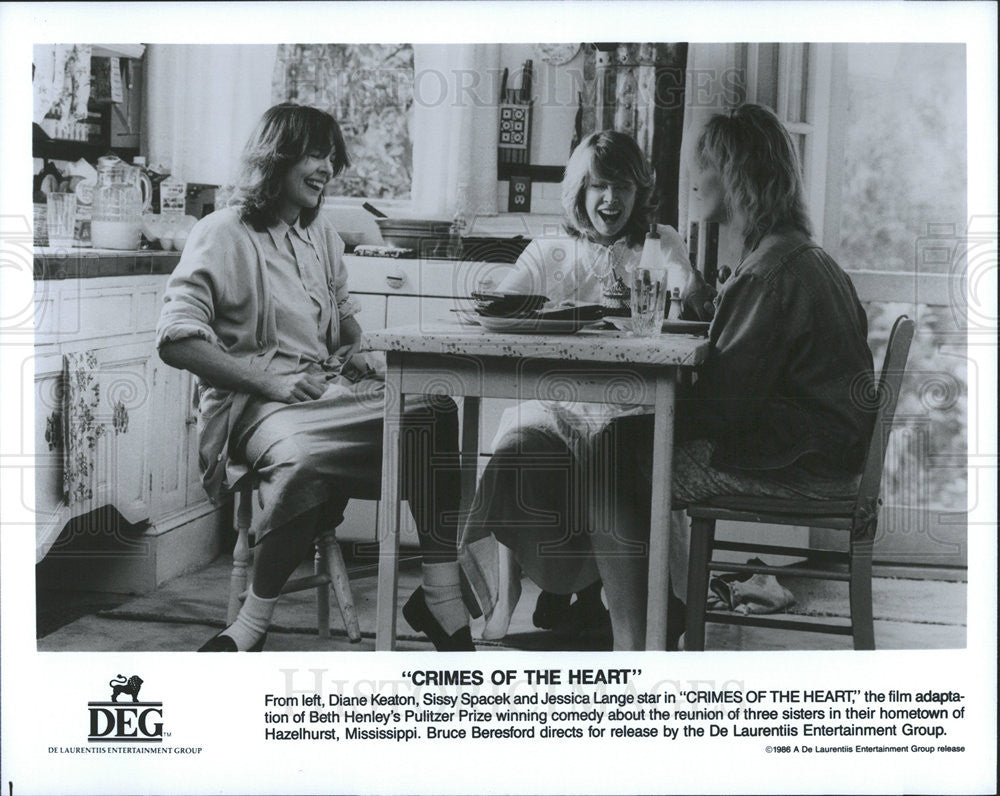 1986 Press Photo Diane Keaton, Sissy Spacek &amp; Jessica Lange, Crimes Of The Heart - Historic Images