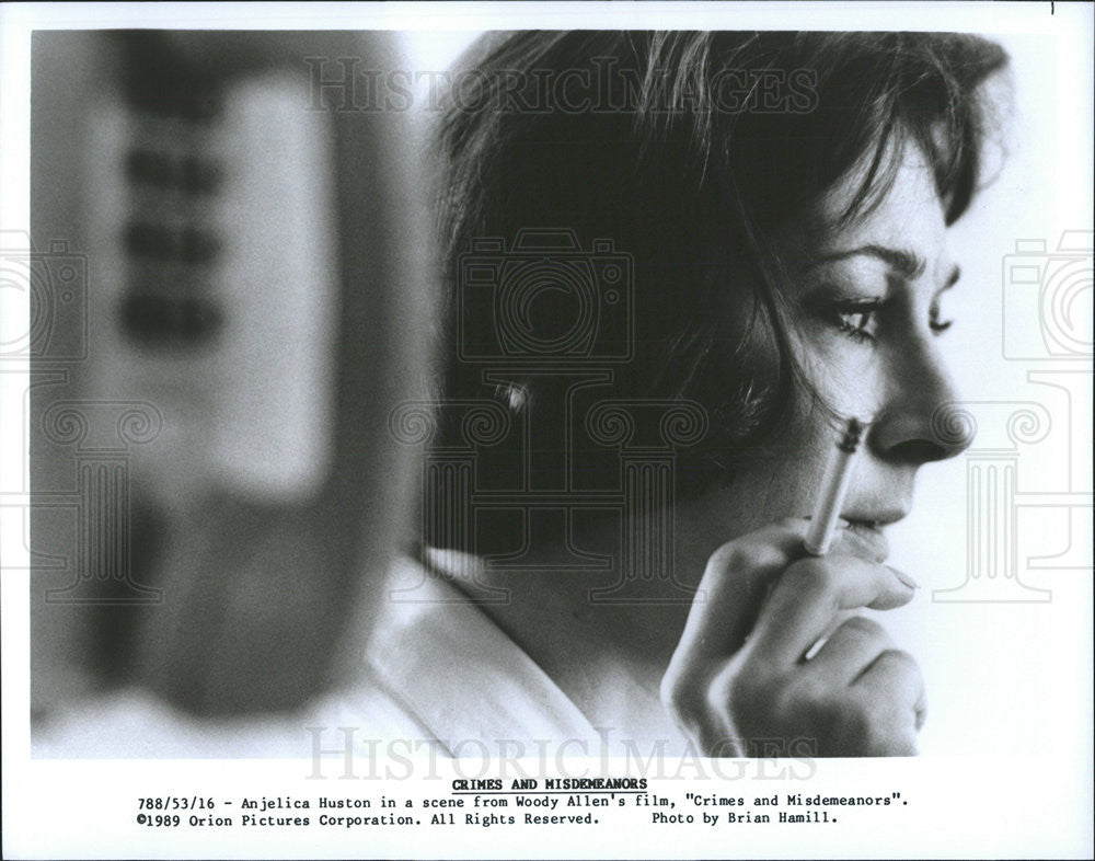 1989 Press Photo Anjelica Houston Stars In &quot;Crimes And Misdemeanors&quot; - Historic Images