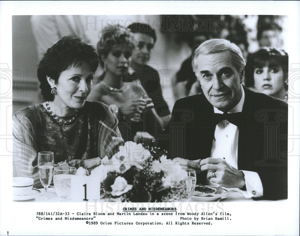 1989 Press Photo Claire Bloom &amp; Martin Landau Star In &quot;Crimes And Misdemeanors&quot; - Historic Images