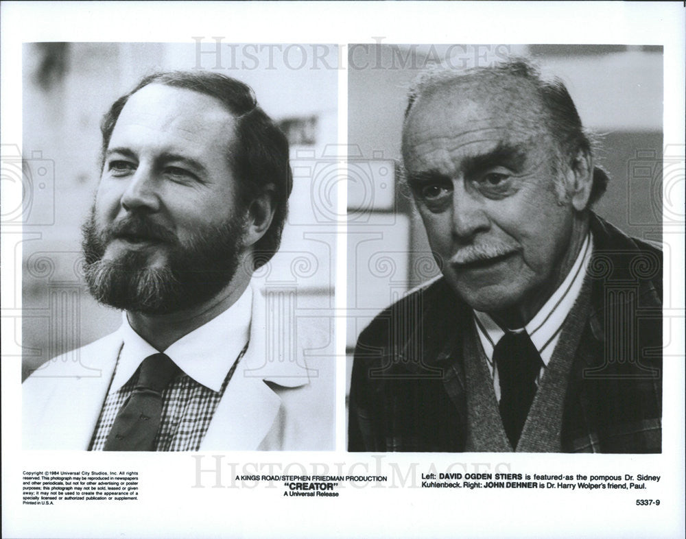 1984 Press Photo David Ogden Stiers &amp; John Dehner Star In Creator - Historic Images