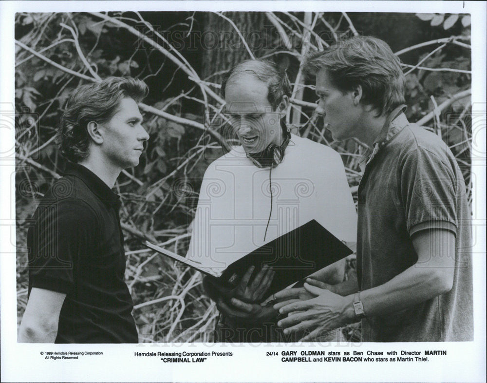 1989 Press Photo Criminal Law Film Gary Oldman Kevin Bacon Director Campbell - Historic Images