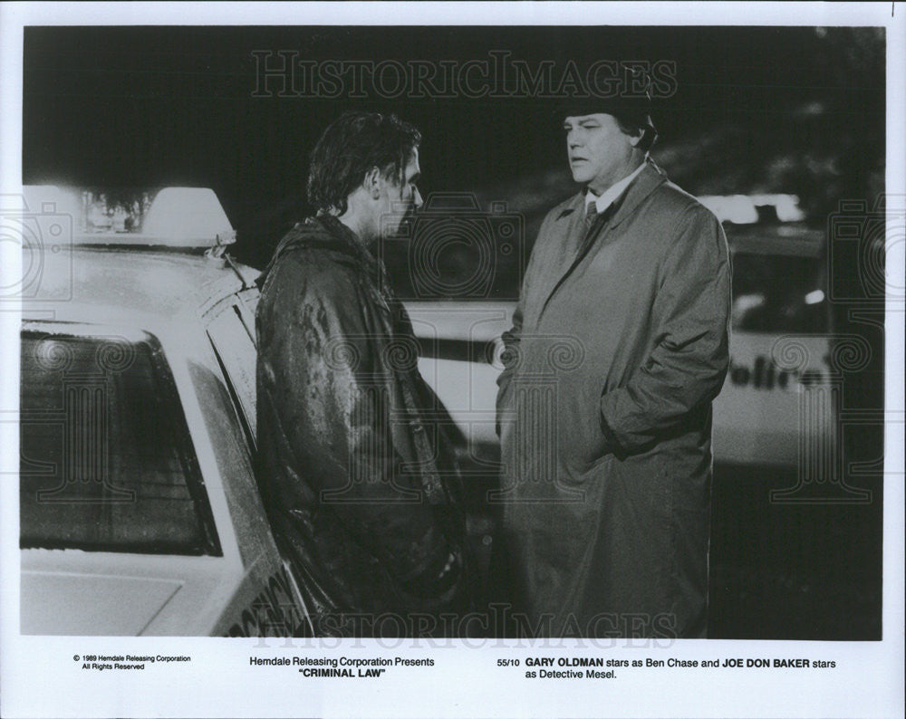 1989 Press Photo Gary Oldman &amp; Joe Don Baker Star In &quot;Criminal Law&quot; - Historic Images