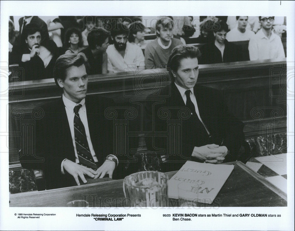 1989 Press Photo Kevin Bacon  &amp; Gary Oldman Star In &quot;Criminal Law&quot; - Historic Images