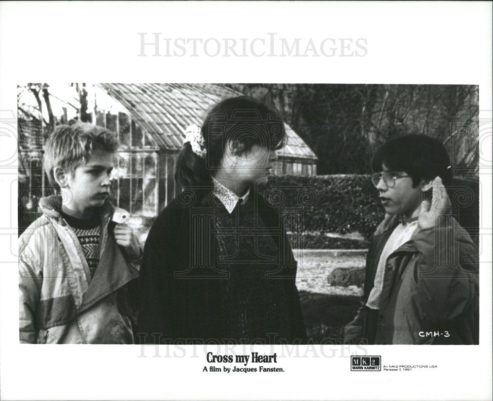 1991 Press Photo Cross My Heart Jacques Fansten Film Children Outside Scene - Historic Images