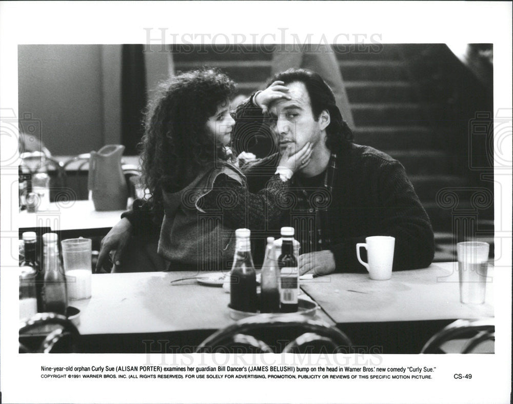 1991 Press Photo Alisan Porter &amp; James Belushi In The Comedy &quot;Curly Sue&quot; - Historic Images