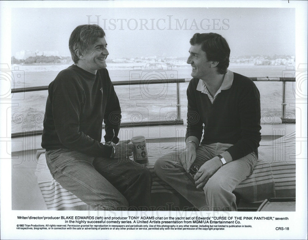 1983 Press Photo Blake Edwards &amp; Tony Adams Of  &quot;Curse Of The Pink Panther&quot; Fame - Historic Images