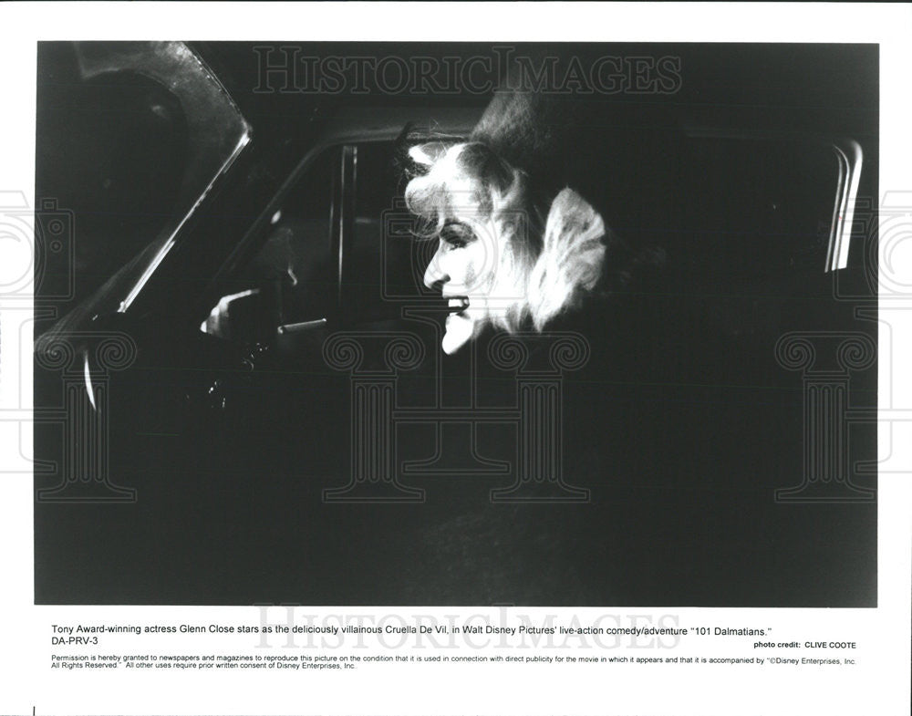 1996 Press Photo Glenn Close Actress Walt Disney Adventure 101 Dalmatians Film - Historic Images